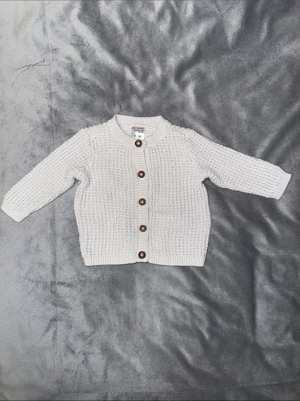 Simple Joys Baby Knit Cardigan in Light Gray with Wooden Button